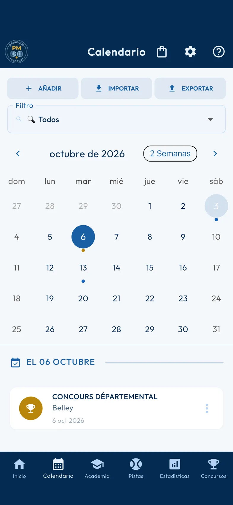 Calendario y concursos