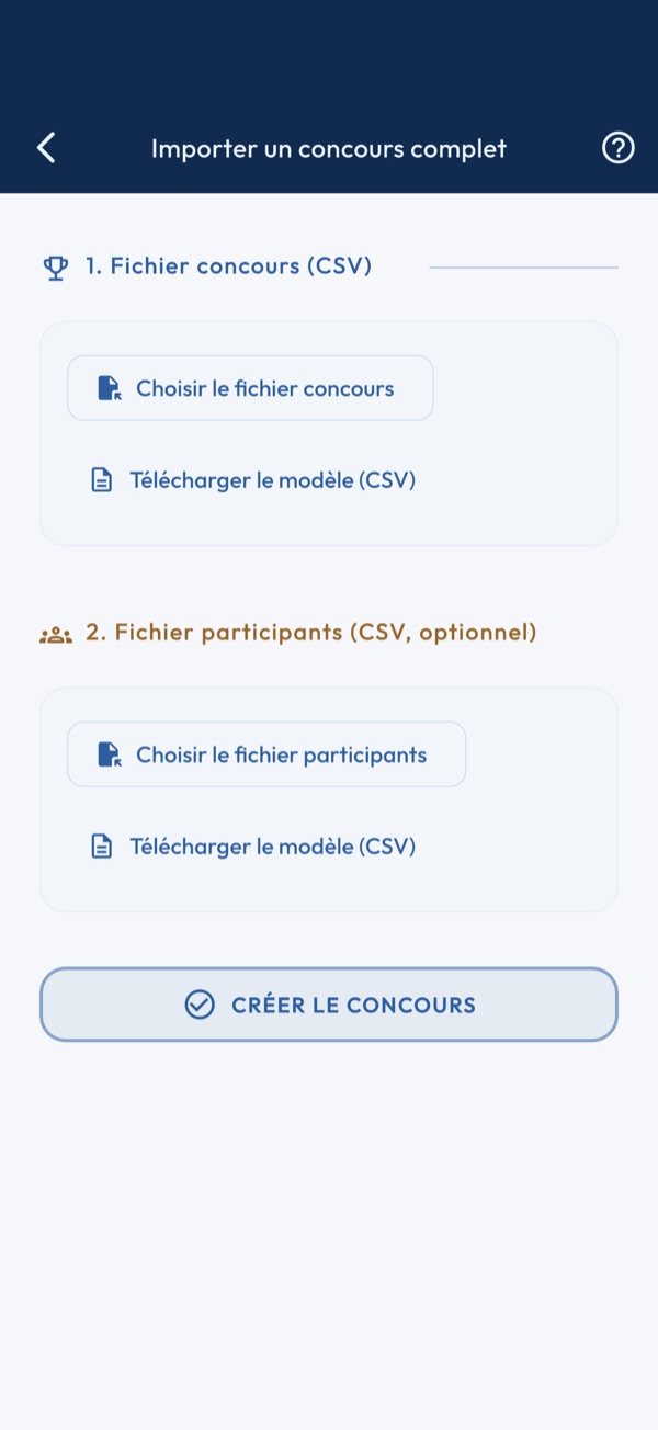 Importer un concours
