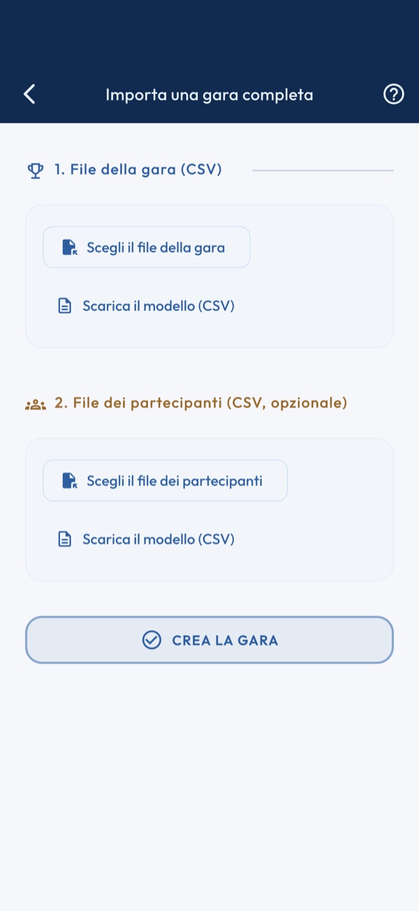 Importare una gara
